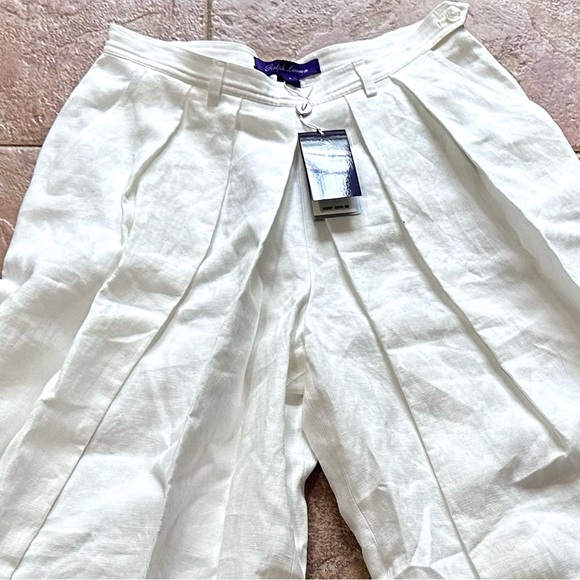 Ralph Lauren White Wide Leg Linen Pants - Picture 4 of 8